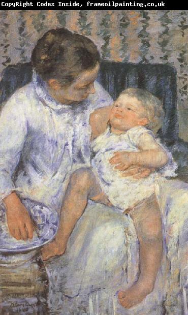 Mary Cassatt Mother about to wash her sleepy child